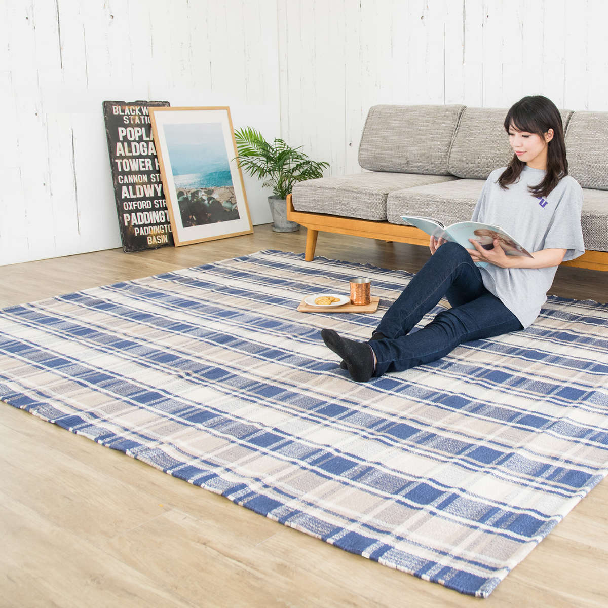 ラグマット インド綿 190×240cm チェック柄 ウォッシャブル ラグマット インド綿 190×240cm チェック柄 ウォッシャブル