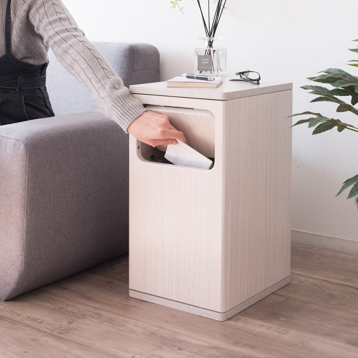 ゴミ箱 20L ウッドプッシュダストボックス Empro ( ごみ箱 エンプロー ダストボックス ごみばこ シンプル プッシュ式 天板 サイドテーブル 分別 幅25cm 20L 20リットル 20l 木目 ワンプッシュ おしゃれ ) 【ナチュラル】 ナチュラル