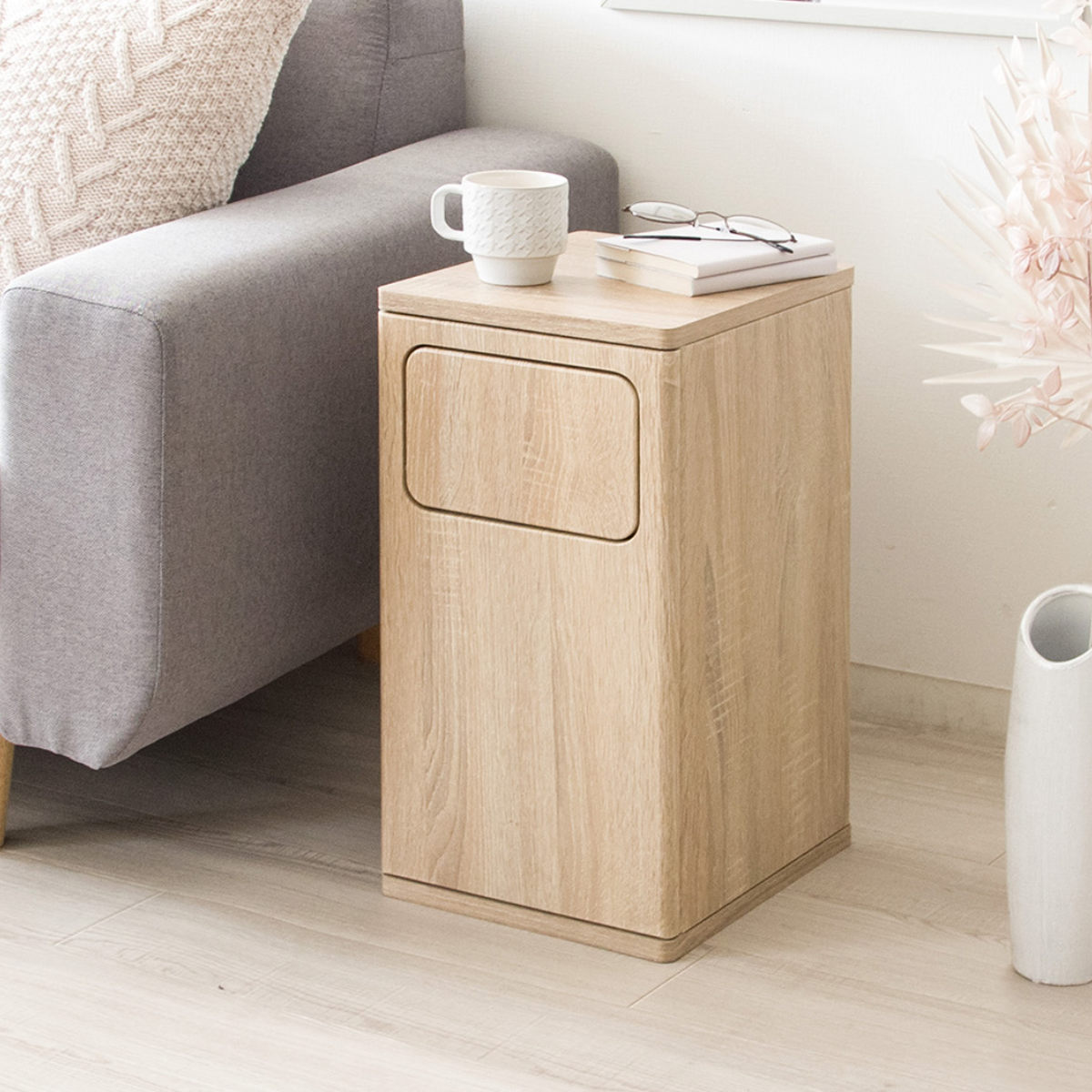 ゴミ箱 20L ウッドプッシュダストボックス Empro ( ごみ箱 エンプロー ダストボックス ごみばこ シンプル プッシュ式 天板 サイドテーブル 分別 幅25cm 20L 20リットル 20l 木目 ワンプッシュ おしゃれ ) 【ナチュラル】 ナチュラル