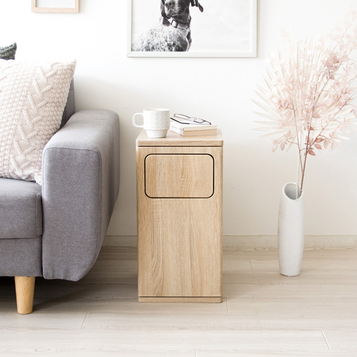 ゴミ箱 20L ウッドプッシュダストボックス Empro ( ごみ箱 エンプロー ダストボックス ごみばこ シンプル プッシュ式 天板 サイドテーブル 分別 幅25cm 20L 20リットル 20l 木目 ワンプッシュ おしゃれ ) 【ナチュラル】 ナチュラル