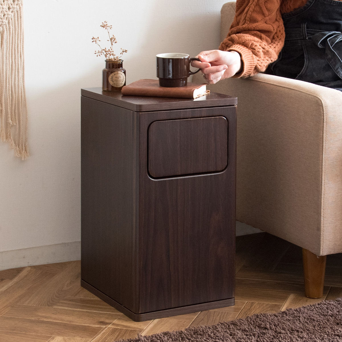 ゴミ箱 20L ウッドプッシュダストボックス Empro ( ごみ箱 エンプロー ダストボックス ごみばこ シンプル プッシュ式 天板 サイドテーブル 分別 幅25cm 20L 20リットル 20l 木目 ワンプッシュ おしゃれ ) 【ナチュラル】 ナチュラル