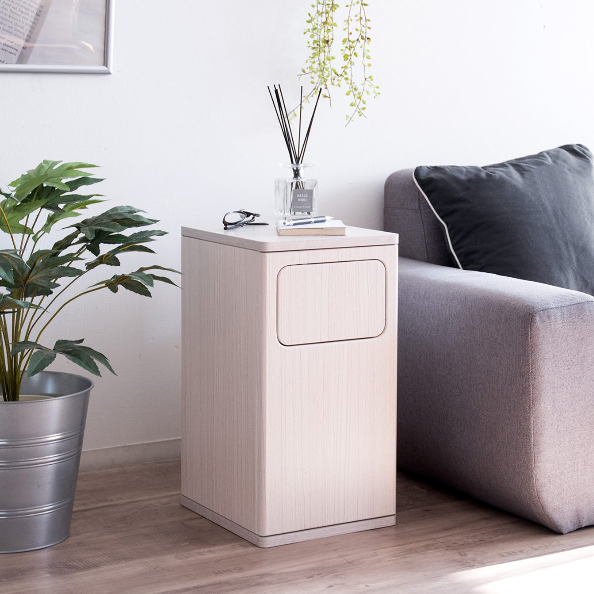 ゴミ箱 20L ウッドプッシュダストボックス Empro ( ごみ箱 エンプロー ダストボックス ごみばこ シンプル プッシュ式 天板 サイドテーブル 分別 幅25cm 20L 20リットル 20l 木目 ワンプッシュ おしゃれ ) 【ナチュラル】 ナチュラル