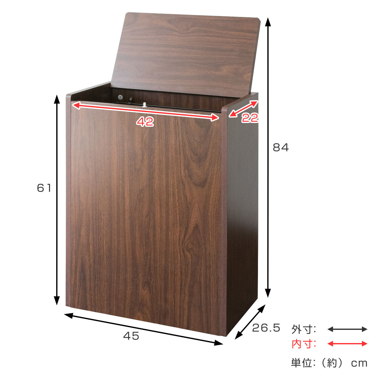 ゴミ箱 45L キッチンペール Chere ( おしゃれ ごみ箱 スリム 45リットル 蓋付き 蓋付きゴミ箱 キャスター キッチン リビング 木製 袋が見えない キッチンゴミ箱 袋 見えない ふた付き フタ付き キャスター付き ) 【グレージュ】 グレージュ