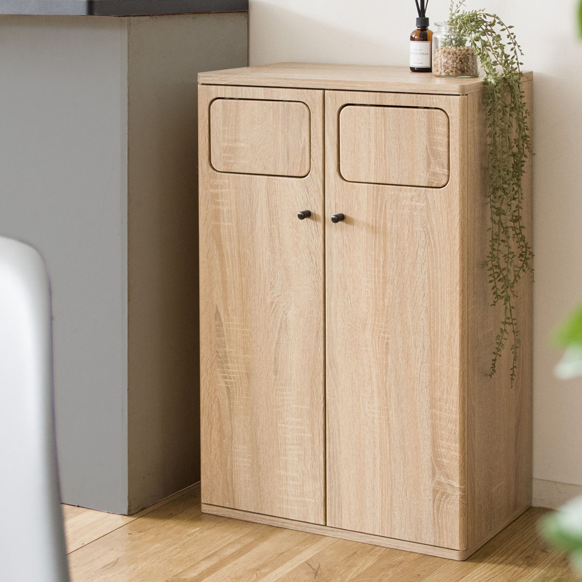 ゴミ箱 90L ダブルプッシュダストボックス Empro ( ごみ箱 エンプロー ダストボックス ごみばこ プッシュ式 45L×2 分別 45l 45L 2個 90L 90リットル 90l 木目 ワンプッシュ おしゃれ シンプル 天板 ) 【大理石×ホワイト】 大理石×ホワイト