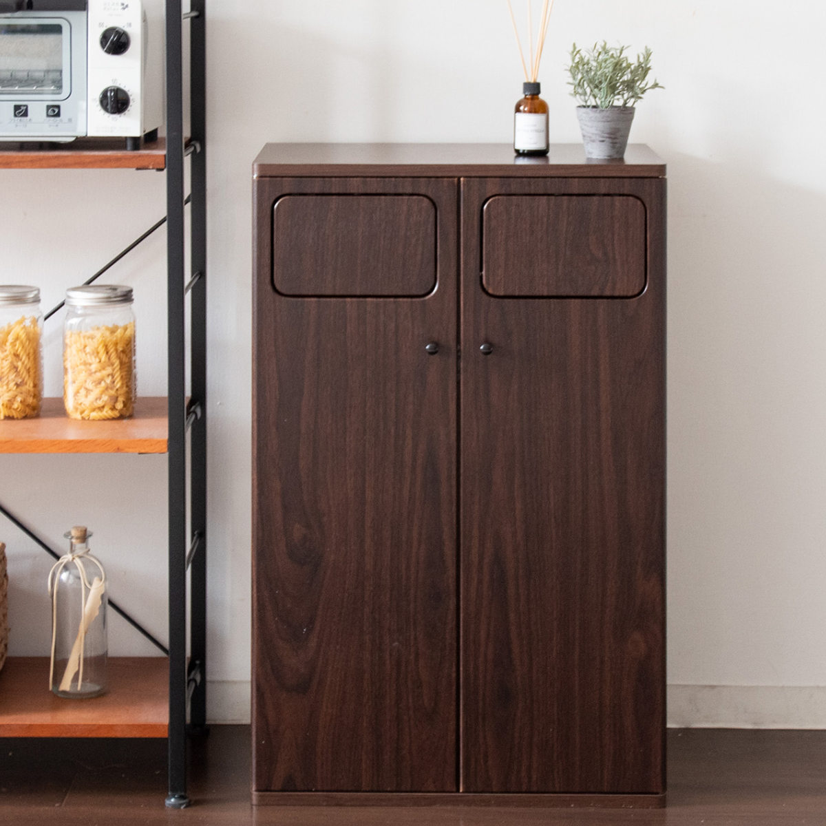 ゴミ箱 90L ダブルプッシュダストボックス Empro ( ごみ箱 エンプロー ダストボックス ごみばこ プッシュ式 45L×2 分別 45l 45L 2個 90L 90リットル 90l 木目 ワンプッシュ おしゃれ シンプル 天板 ) 【大理石×ホワイト】 大理石×ホワイト