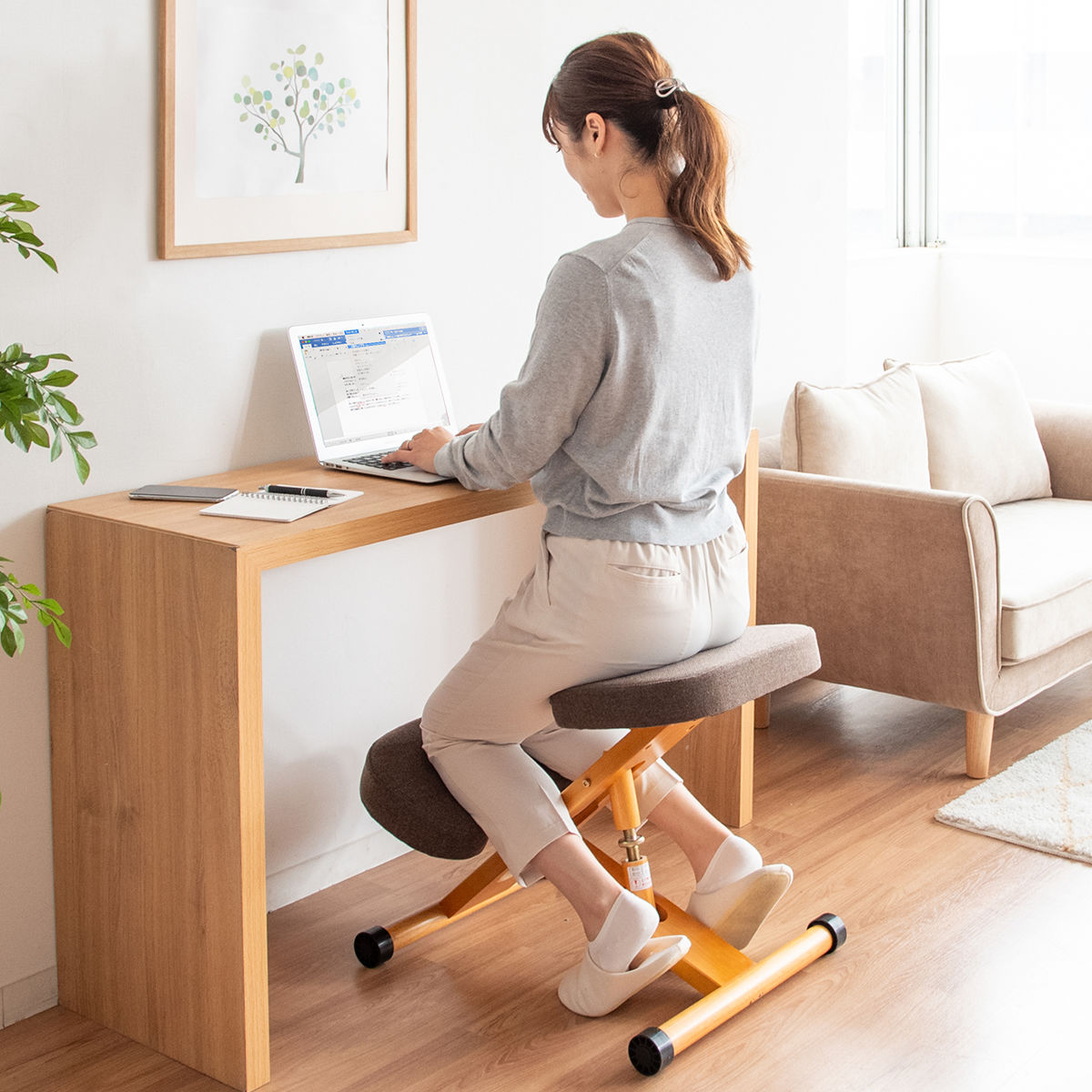 学習チェア 椅子 ナチュラルフレーム 補助クッションなしタイプ プロポーションチェアキッズ ( 学習椅子 子ども キッズ 姿勢 高さ調節 天然木 勉強椅子 集中力 リビング学習 キャスター付き 無段階調節 学習机 イス いす ) 【ライトブルー】 ライトブルー