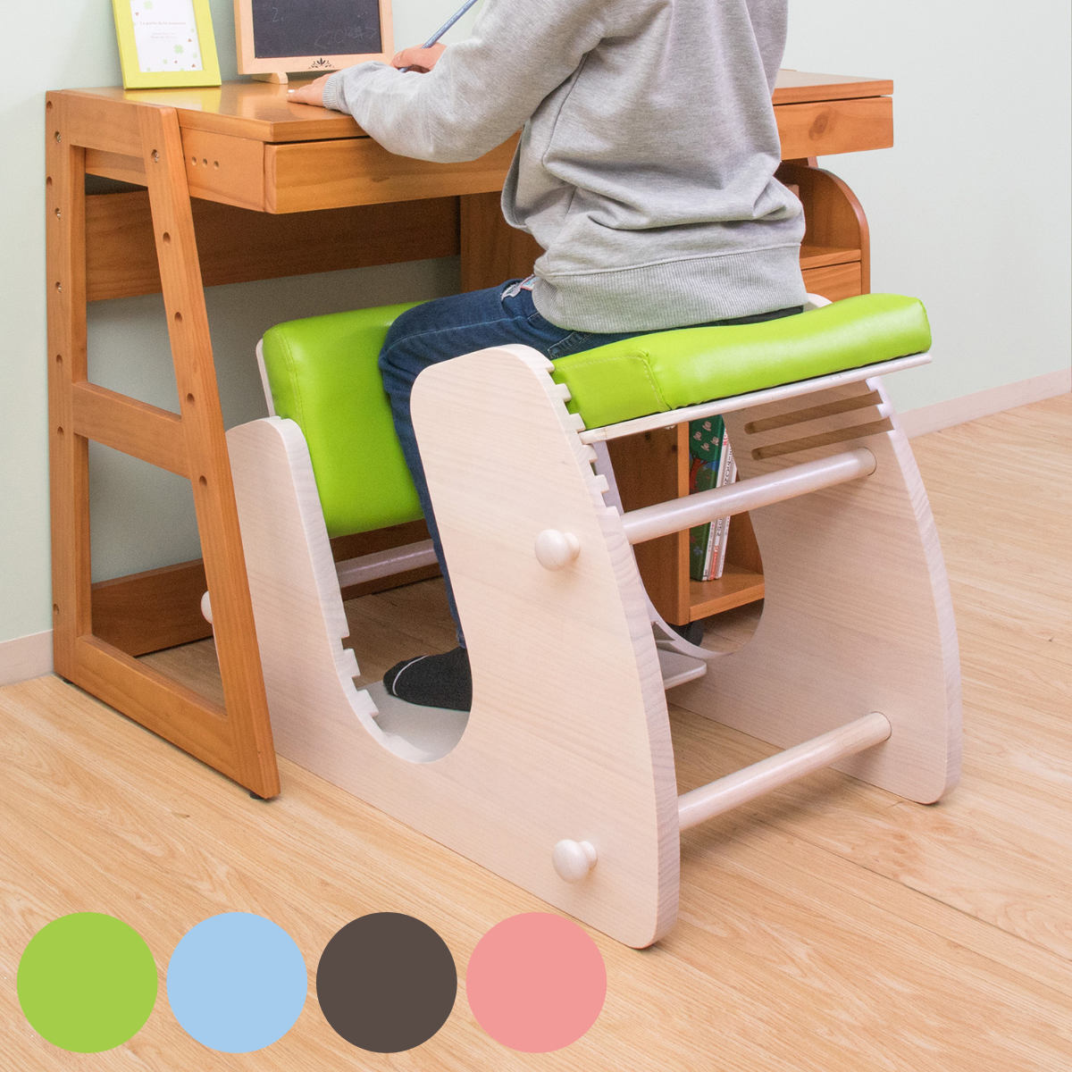 学習チェア 椅子 KEEPY プロポーションチェア ホワイトフレーム ( 学習椅子 チェア 勉強 サポート 姿勢 高さ調節 天然木 木製 ナチュラル 子ども 大人 リビング学習 キッズ テレワーク 在宅 正しい姿勢 集中力アップ 足置き ) 【ピンク】