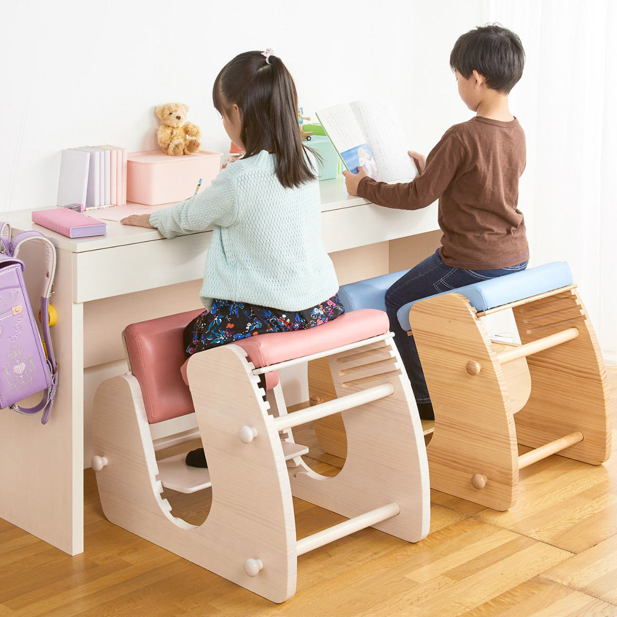 学習チェア 椅子 KEEPY プロポーションチェア ホワイトフレーム ( 学習椅子 チェア 勉強 サポート 姿勢 高さ調節 天然木 木製 ナチュラル 子ども 大人 リビング学習 キッズ テレワーク 在宅 正しい姿勢 集中力アップ 足置き ) 【ブラウン】 ブラウン