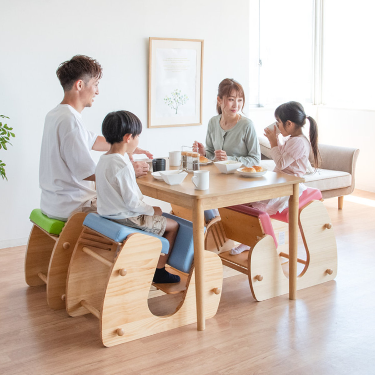 学習チェア 椅子 KEEPY プロポーションチェア ナチュラルフレーム ( 学習椅子 チェア 勉強 サポート 姿勢 高さ調節 天然木 木製 ナチュラル 子ども 大人 リビング学習 キッズ テレワーク 在宅 正しい姿勢 集中力アップ 足置き ) 【ブルー】 ブルー