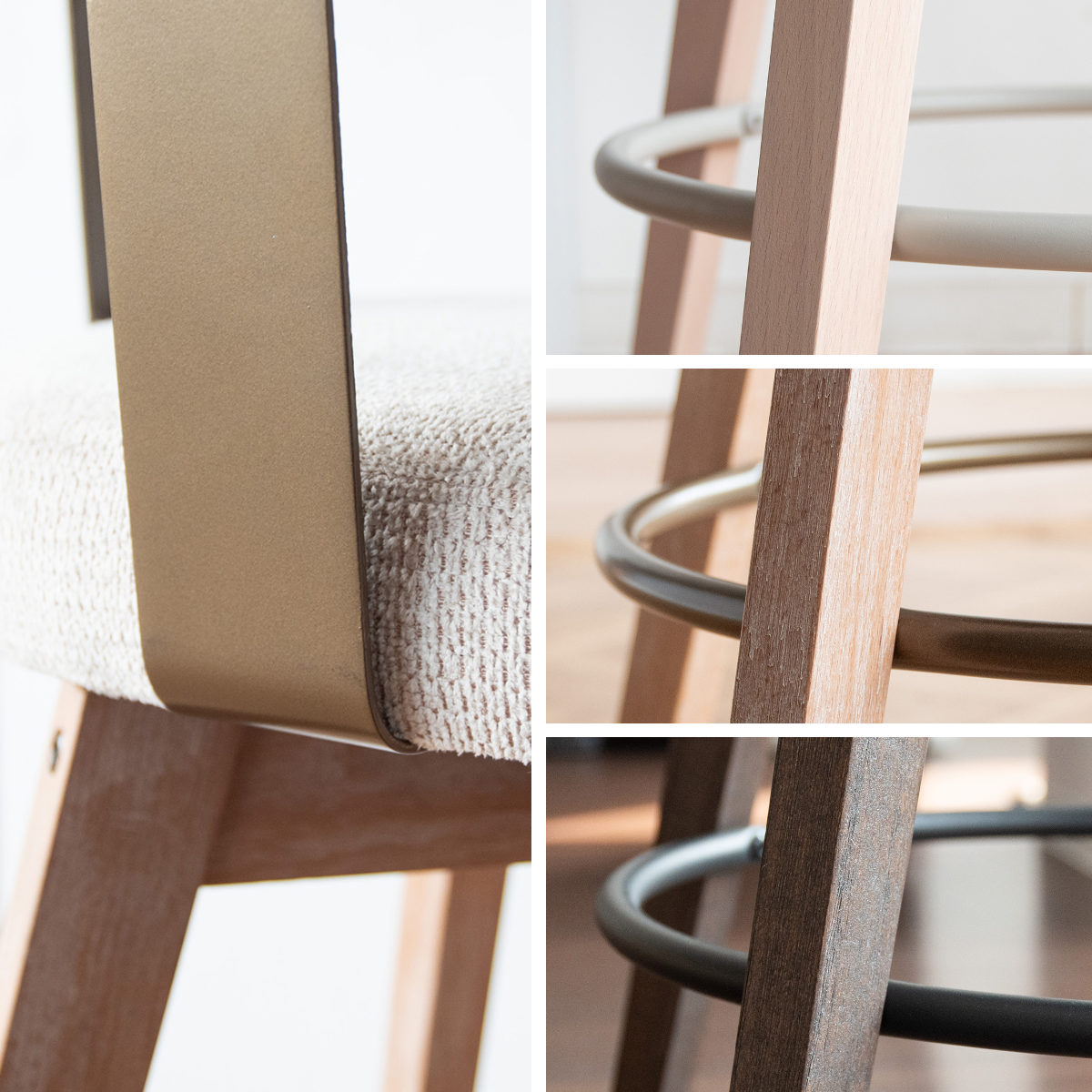 カウンターチェア 回転式 座面高67cm バーチェア Satio ( 背もたれ付き チェア 木製 天然木 回転 フットレスト ハイチェア バースツール イス 椅子 足置き 広めの座面 いす スツール チェアー おしゃれ ハイタイプ キッチン ) 【ダークブラウン×ダークグレー】 ダークブラウン×ダークグレー