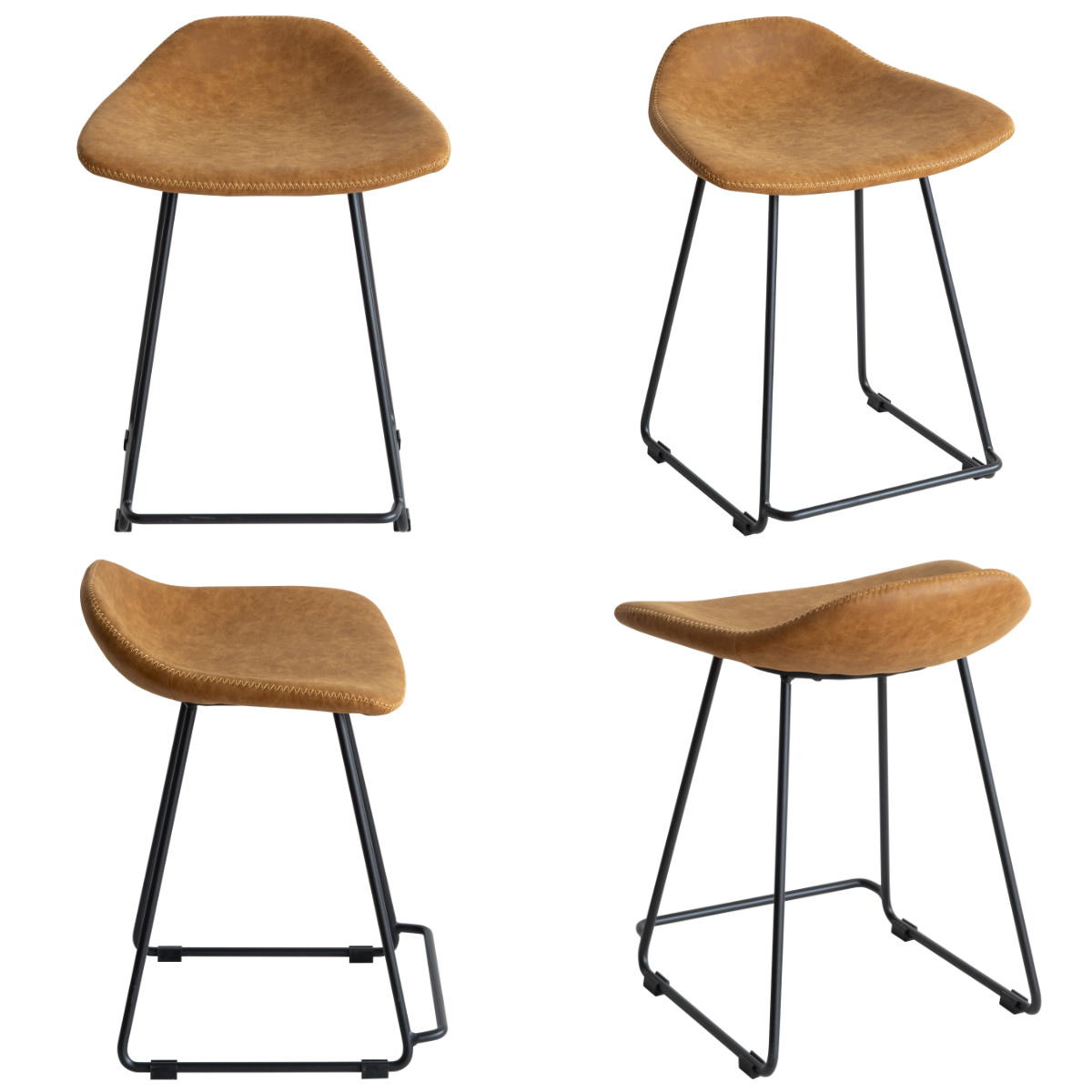 スツール 座面高45cm Filant ( チェア 背もたれなし スチール PUレザー チェアー イス 椅子 いす ダイニングチェア 腰掛け 玄関 デスクチェア 来客用 キッチン おしゃれ リビング デスク 食卓 サブチェア ) 【キャメル】 キャメル