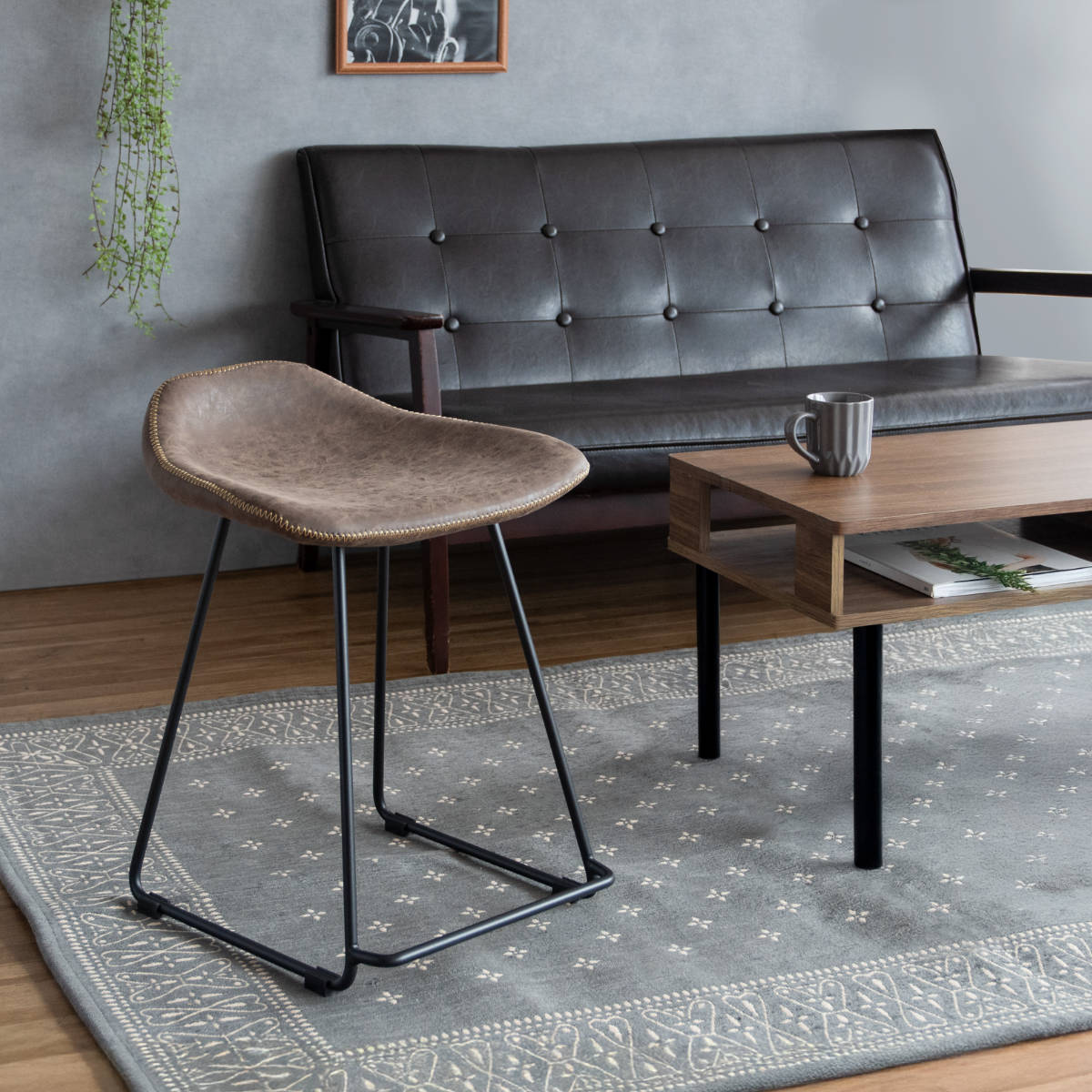 スツール 座面高45cm Filant ( チェア 背もたれなし スチール PUレザー チェアー イス 椅子 いす ダイニングチェア 腰掛け 玄関 デスクチェア 来客用 キッチン おしゃれ リビング デスク 食卓 サブチェア ) 【キャメル】 キャメル