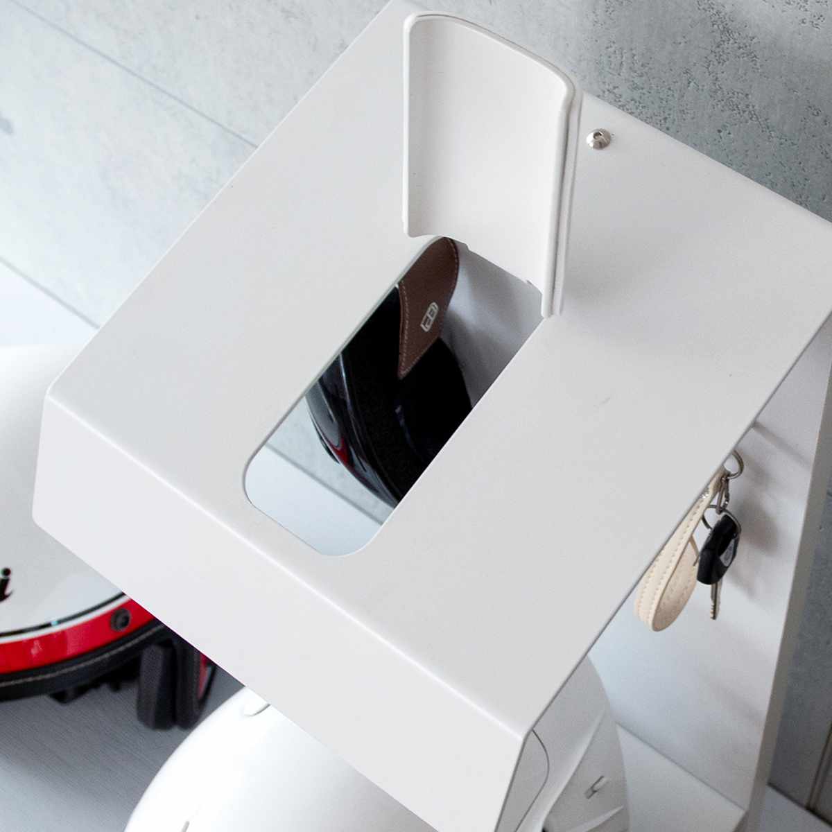 ヘルメットスタンド 幅24cm 2段 ディスプレイラック GALEA ( ディスプレイ ラック バイク ヘルメット 棚 収納 卓上 スタンド ブラック ホワイト ) 【ブラック×ブラウン】 ブラック×ブラウン