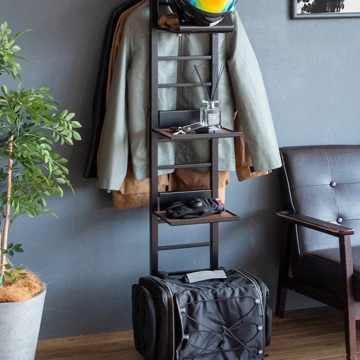 専用 追加ディスプレイ棚 木棚仕様 GALEA ( 追加 棚 ヘルメットスタンド 天然木 パーツ 棚板 追加棚板 ブラック ホワイト ) 【ブラック×ブラウン】 ブラック×ブラウン