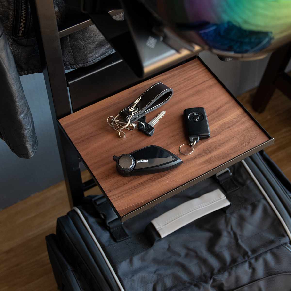 専用 追加ディスプレイ棚 木棚仕様 GALEA ( 追加 棚 ヘルメットスタンド 天然木 パーツ 棚板 追加棚板 ブラック ホワイト ) 【ブラック×ブラウン】 ブラック×ブラウン