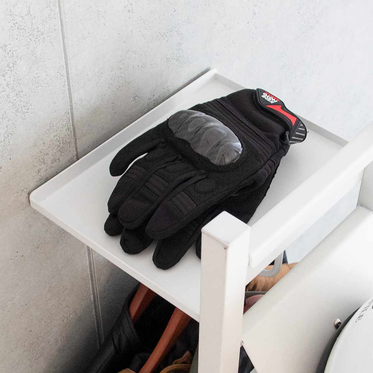 専用 追加ディスプレイ棚 スチール棚 ハンガーバー付 GALEA ( 追加 棚 ヘルメットスタンド 天然木 パーツ 棚板 追加棚板 ブラック ホワイト ) 【ブラック】 ブラック