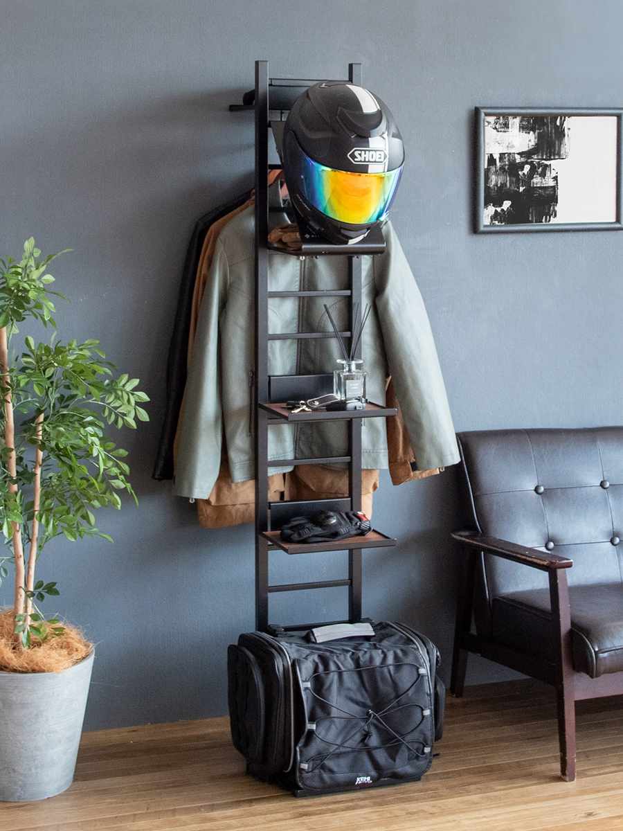 専用 追加ディスプレイ棚 スチール棚 ハンガーバー付 GALEA ( 追加 棚 ヘルメットスタンド 天然木 パーツ 棚板 追加棚板 ブラック ホワイト ) 【ブラック】 ブラック