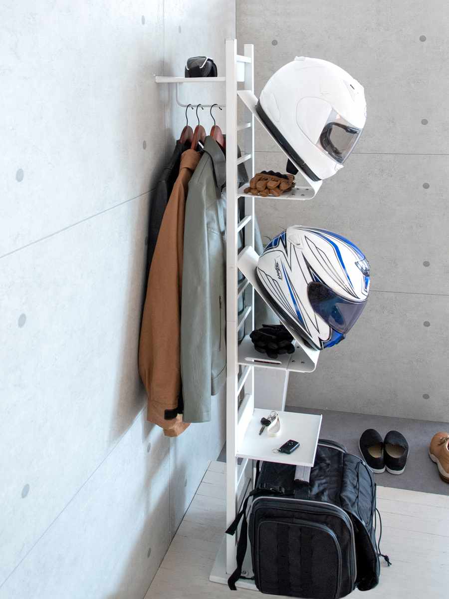 専用 追加ディスプレイ棚 スチール棚 ハンガーバー付 GALEA ( 追加 棚 ヘルメットスタンド 天然木 パーツ 棚板 追加棚板 ブラック ホワイト ) 【ブラック】 ブラック