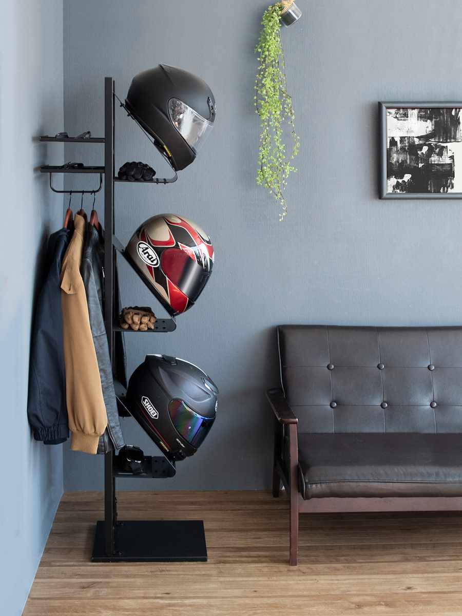 専用 追加ディスプレイ棚 スチール棚 ハンガーバー付 GALEA ( 追加 棚 ヘルメットスタンド 天然木 パーツ 棚板 追加棚板 ブラック ホワイト ) 【ブラック】 ブラック