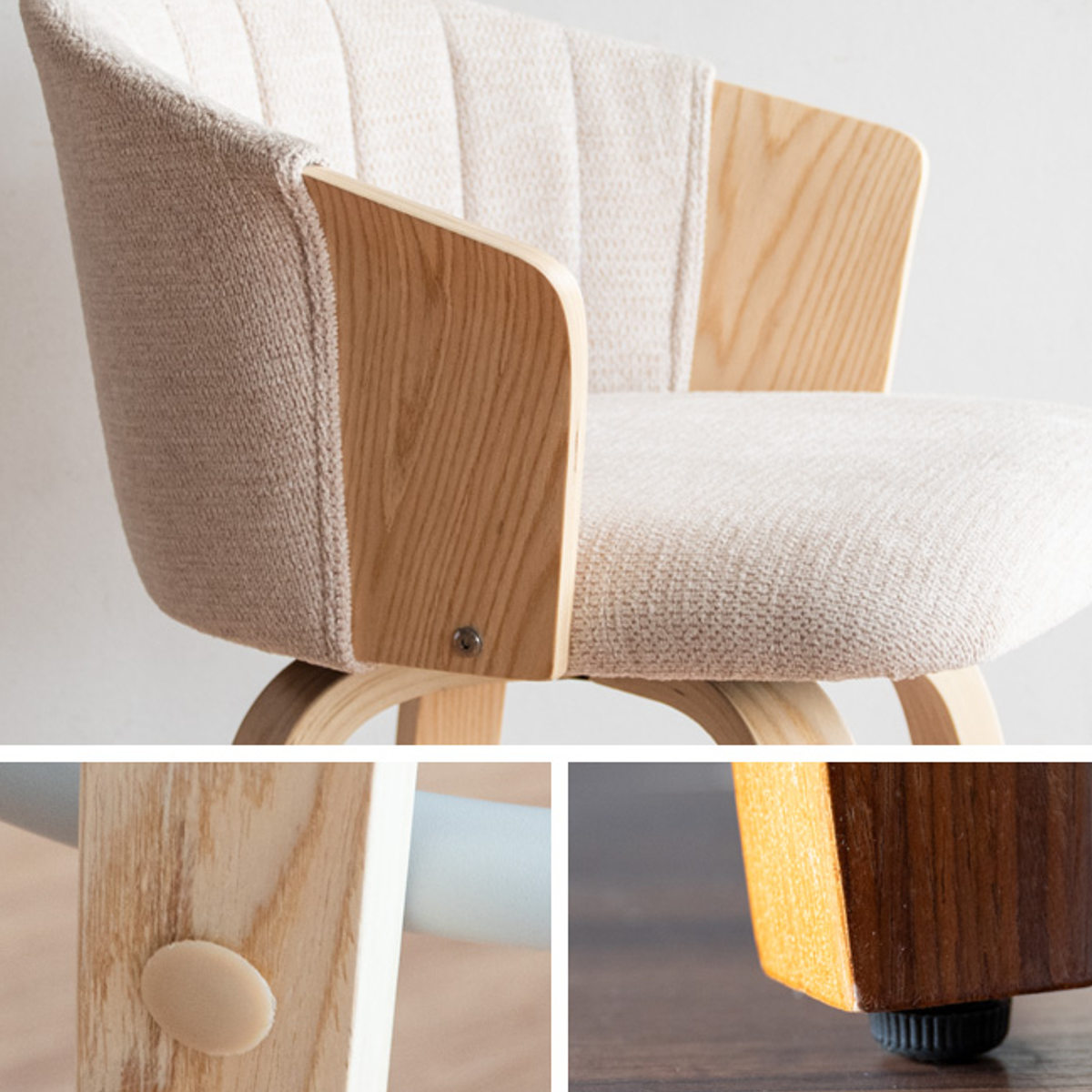 カウンターチェア 回転式 座面高65cm バーチェア Litas ( 背もたれ付き キッチンチェア カウンター イス 椅子 木製 天然木 回転 幅広 座面 フットレスト キッチン ラウンドチェア ダイニング ハイチェア ファブリック おしゃれ ) 【ブラウン×ダークグレー】 ブラウン×ダークグレー