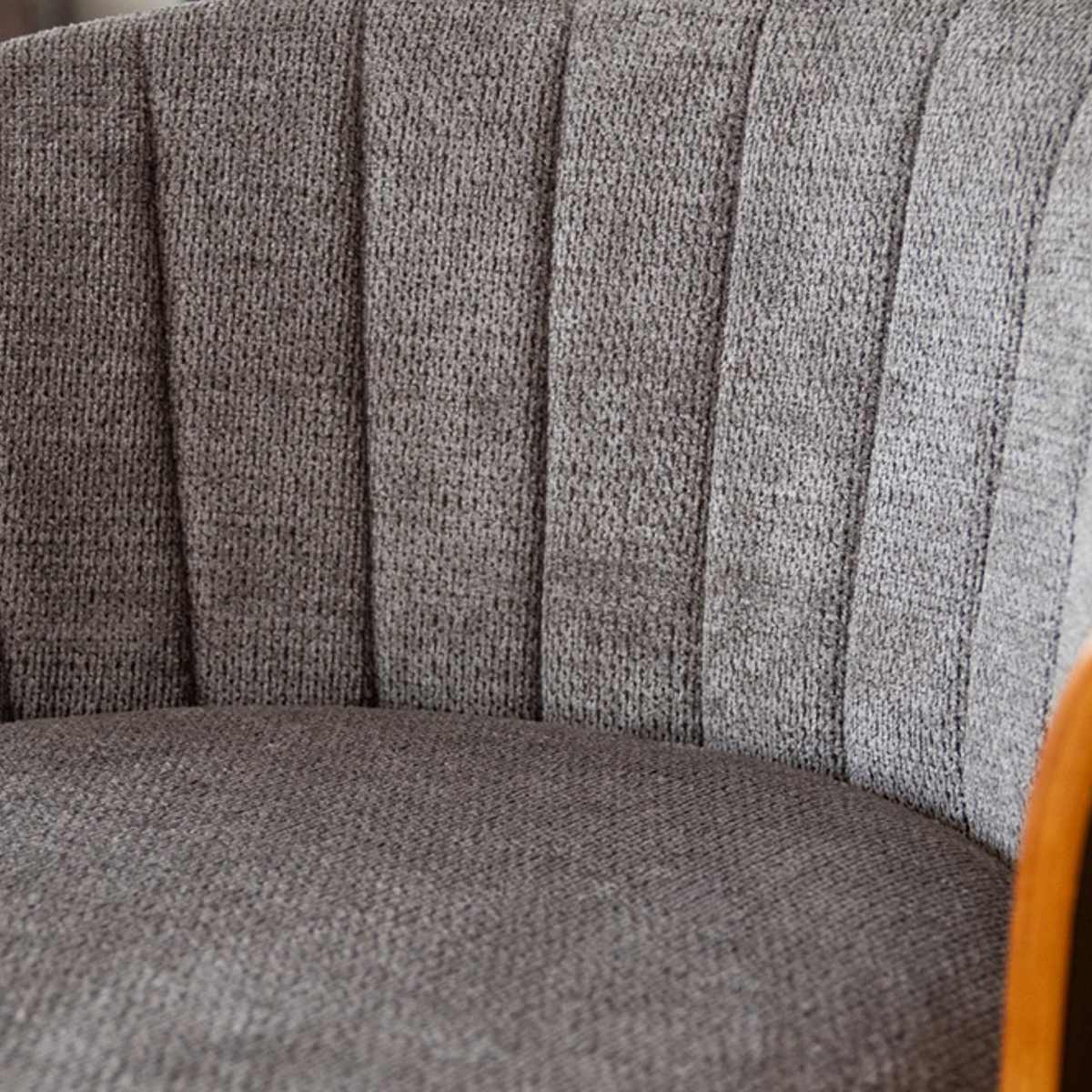 カウンターチェア 回転式 座面高65cm バーチェア Litas ( 背もたれ付き キッチンチェア カウンター イス 椅子 木製 天然木 回転 幅広 座面 フットレスト キッチン ラウンドチェア ダイニング ハイチェア ファブリック おしゃれ ) 【ブラウン×ダークグレー】 ブラウン×ダークグレー