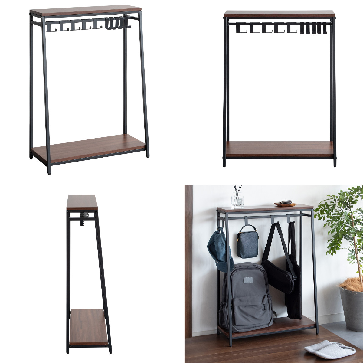 かばん収納 バッグラック Mersa ハンガーラック ( カバン収納 カバン収納ラック ラック 収納 カバン掛け 収納ラック バッグ カバン かばん 吊るす 吊り下げ 鞄 スリム コンパクト 省スペース 2段棚 マルチラック ) 【ホワイト】 ホワイト