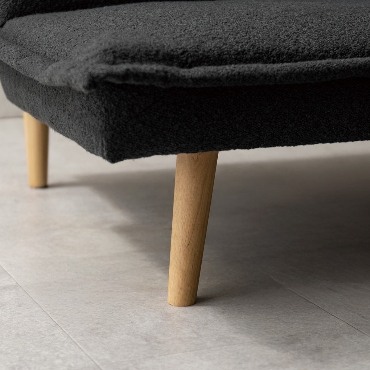 ソファベッド 幅165cm 3人掛け 3段階リクライニング Capella ( ソファ ベッド リクライニング 3段階 ソファー Sバネ ウレタン ブークレ生地 アームレス 肘なし 天然木脚 座面 奥行 広い 来客用 ファブリック お掃除ロボット対応 ) 【グレージュ】 グレージュ