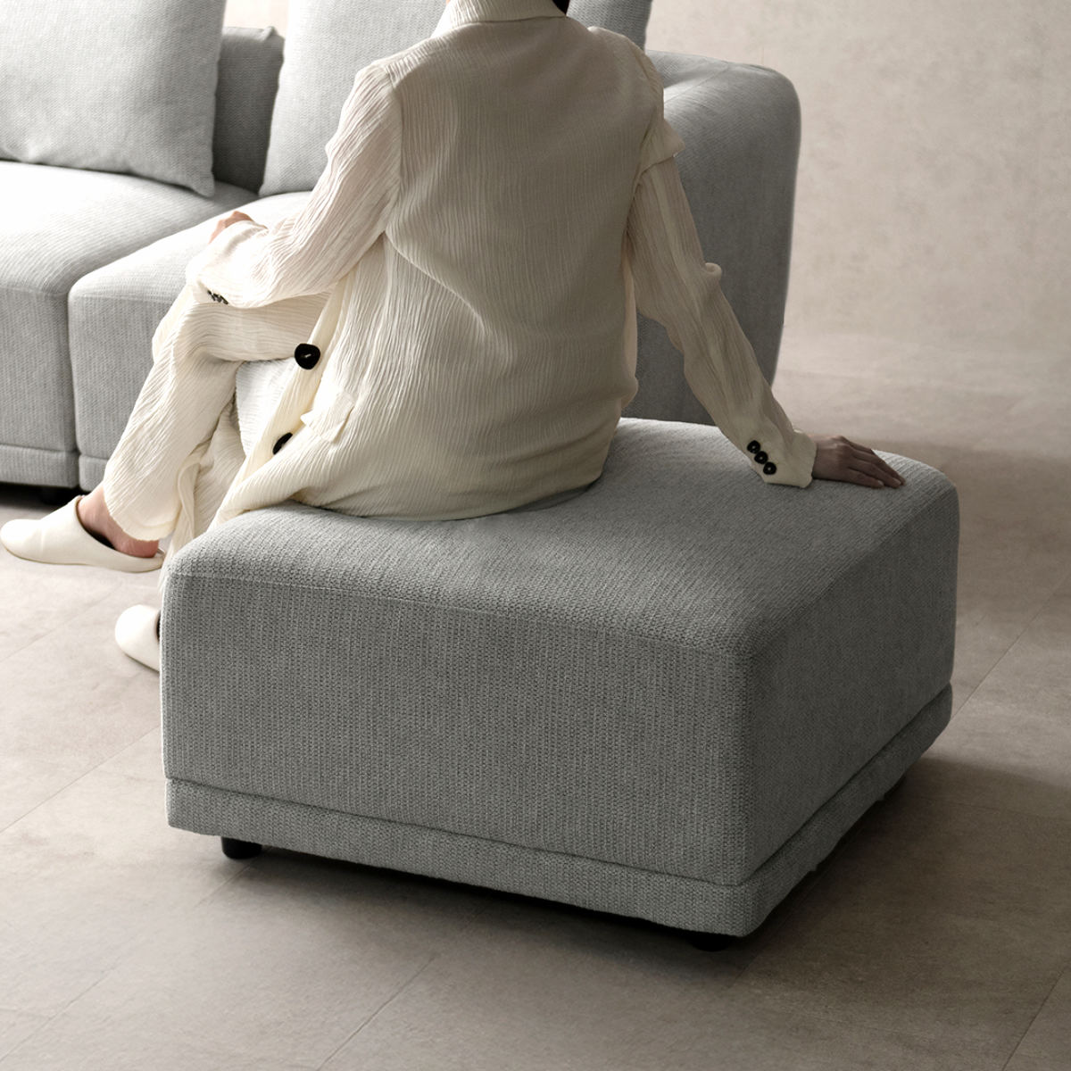 ソファ 組み合わせ オットマン ユニットソファ Palu ( スツール ソファー 1人掛け 足置き カウチソファ 座面 広い ゆったり 座れる ファブリック 完成品 ウレタン 脚付き 連結金具 レイアウト 自由 リビングソファ )