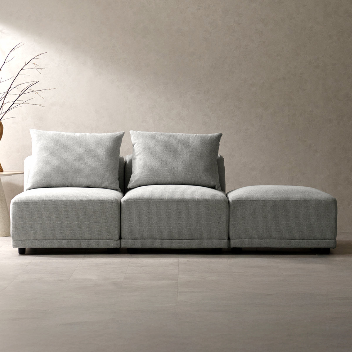 ソファ 組み合わせ オットマン ユニットソファ Palu ( スツール ソファー 1人掛け 足置き カウチソファ 座面 広い ゆったり 座れる ファブリック 完成品 ウレタン 脚付き 連結金具 レイアウト 自由 リビングソファ )