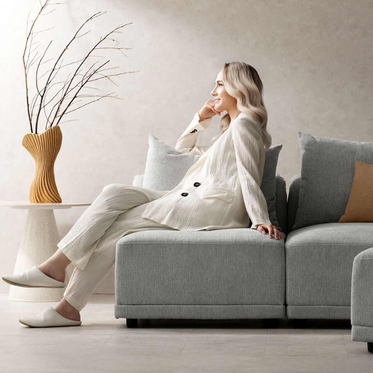 ソファ 組み合わせ アームレスソファ ユニットソファ Palu ( ソファー 1人掛け 座面 広い ゆったり 座れる あぐら ファブリック 背もたれ 肘なし 完成品 ウレタン 脚付き 連結金具 レイアウト 自由 リビングソファ )