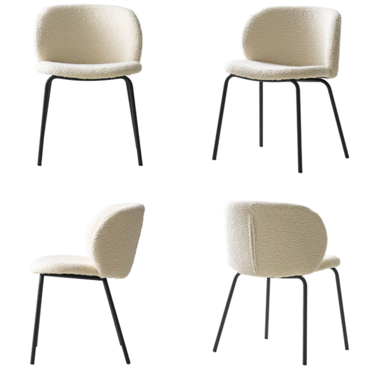 ダイニングチェア 座面高46cm 2脚セット Kerin ブークレ生地 Signature Studio ( チェア ダイニング イス 椅子 天然木 食卓椅子 肘なし アームレス ウレタン いす 食卓 リビング リビングチェア ファブリック クッション座面 ) 【ホワイト】 ホワイト