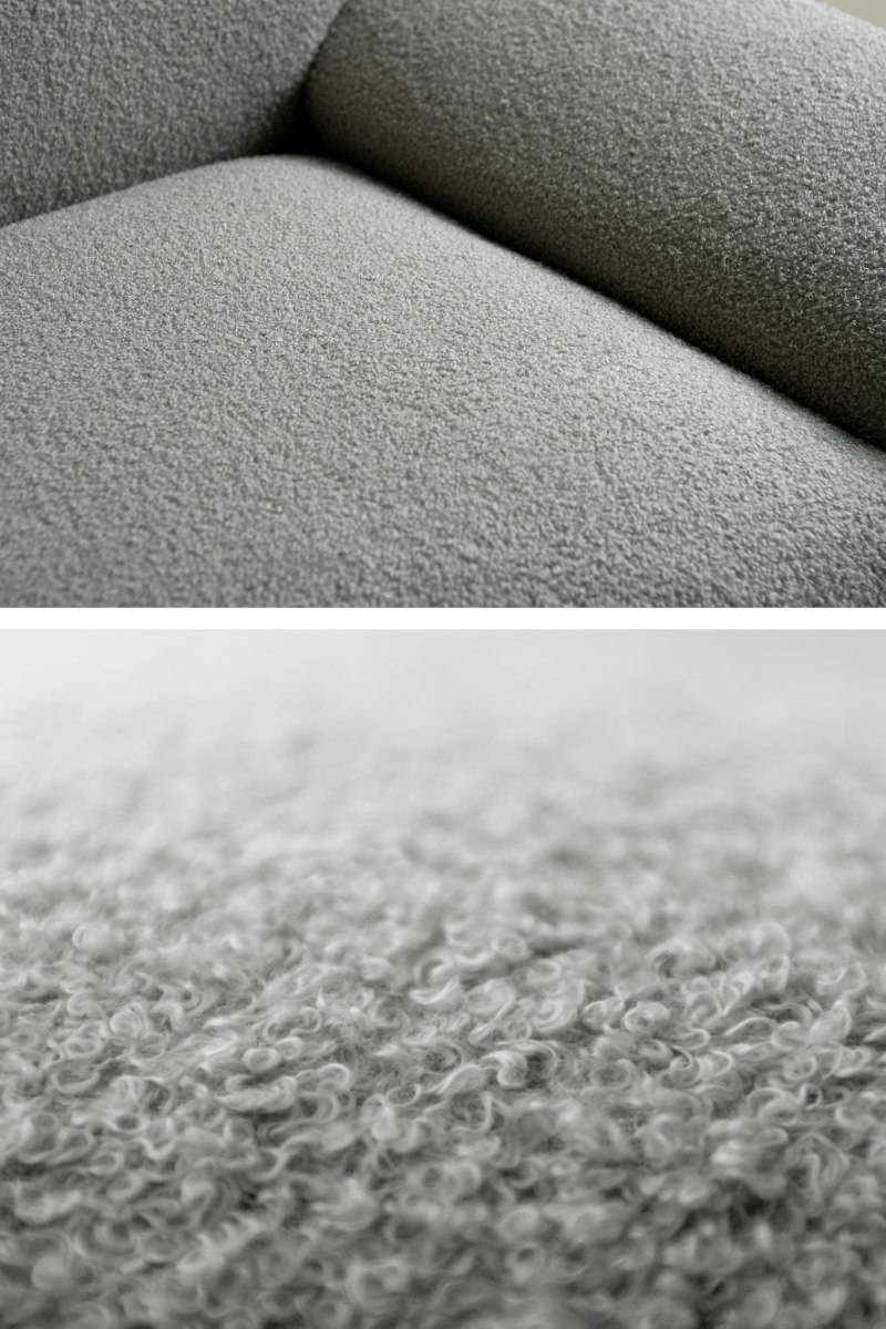 ソファ 幅148cm 2人掛け Meissa Signature Studio ( リビングソファ sofa ブークレ コーデュロイ ウレタン ポケットコイル 座面 広い 完成品 クッション付き 木脚 天然木 ダイニングソファ ソファー ファブリック ) 【コーデュロイグレー】 コーデュロイグレー