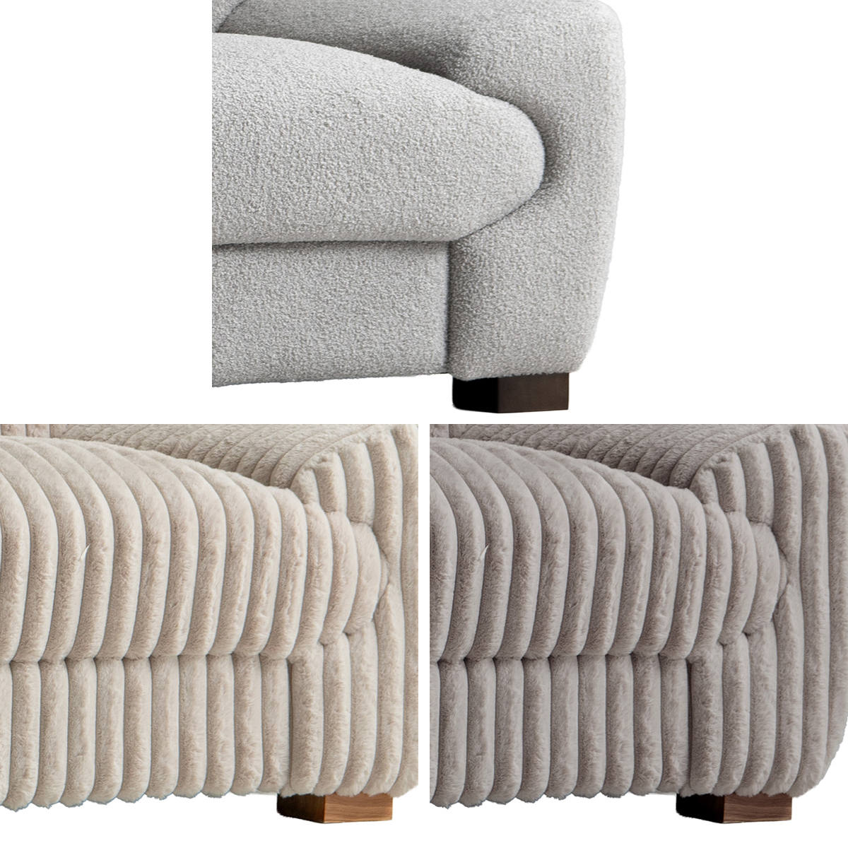 ソファ 幅198cm 3人掛け Meissa Signature Studio ( 開梱設置 リビングソファ sofa ブークレ コーデュロイ ウレタン ポケットコイル 座面 広い 完成品 クッション付き 木脚 天然木 ダイニングソファ ソファー ファブリック ) 【ブークレグレー】 ブークレグレー