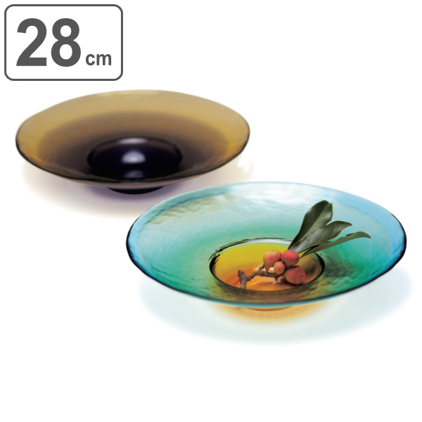 プレート 28cm ワイドリムクーププレート M.STYLE ピリカ 皿 食器 ガラス 日本製 （ 津軽びいどろ 大皿 リム 高台 クープ皿 メインディッ
