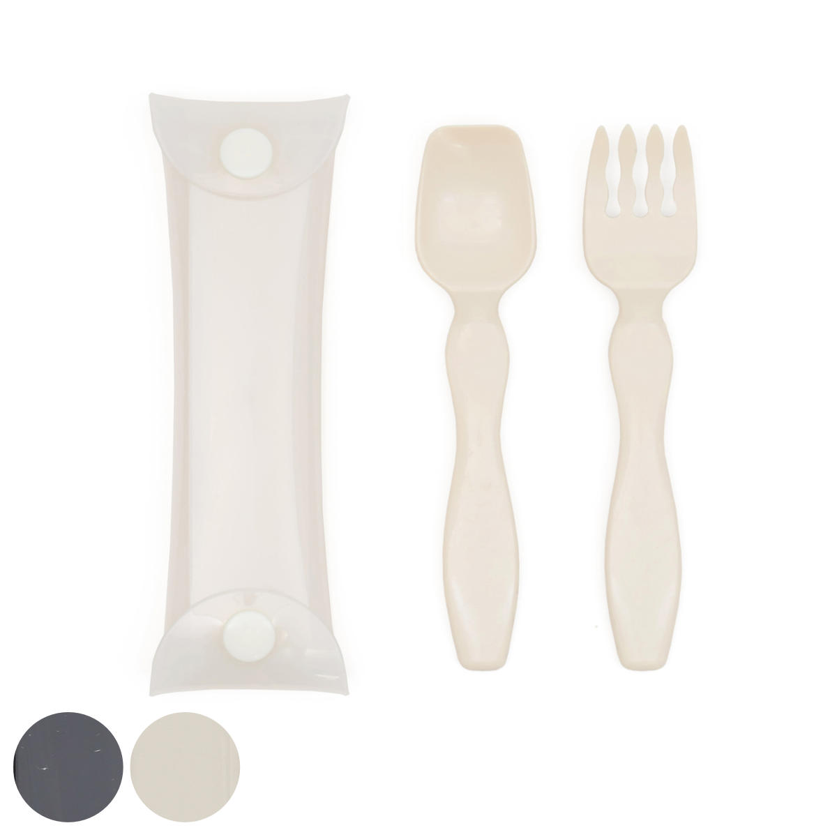 カトラリーセット GEL-COOL コンパクト スプーンフォークセット ( スプーン フォーク セット プラスチック製 袋付き お弁当用 携帯用カトラリー 日本製 弁当用 弁当 お弁当 収納袋付き 携帯 持ち運び レジャー キャンプ ) 【ホワイト】