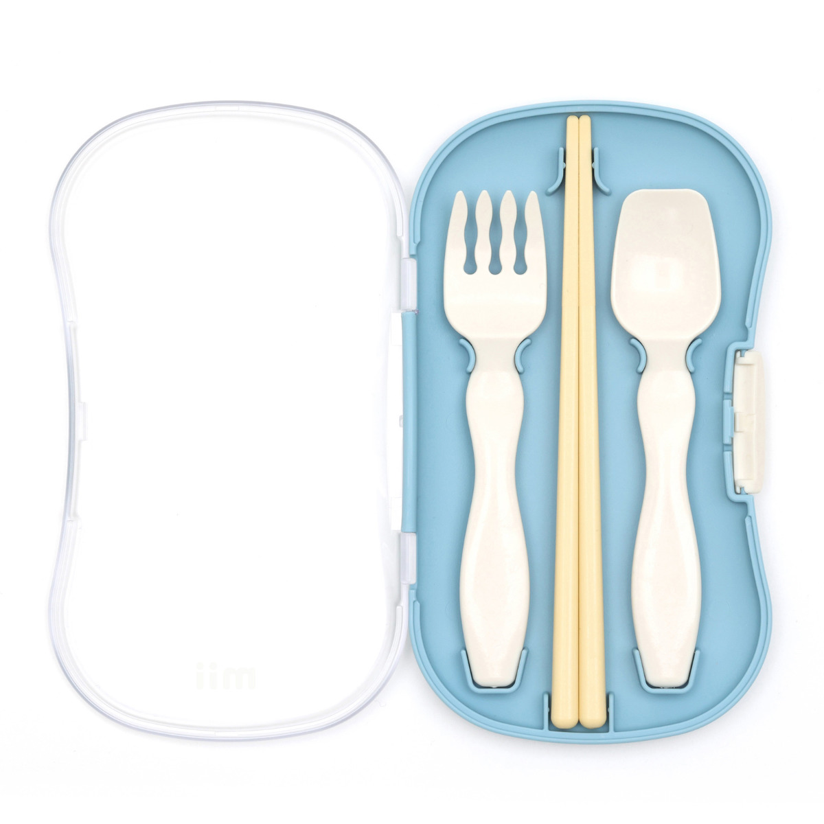 mii ギフトセット 保冷ランチボックス トリオセット ( 弁当箱 カトラリーセット ランチボックス 保冷 保冷剤一体型 レンジ対応 食洗機対応 日本製 レンジOK 食洗機OK お弁当 弁当 箸 スプーン フォーク 付き 一段 保冷蓋 ギフト ) 【ブルー】 ブルー