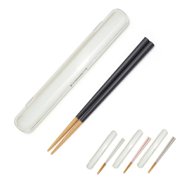 箸＆箸箱セット BENTO STORE 木製 箸 箸箱 18cm （ カトラリー お弁当用カトラリー 携帯用カトラリー ハシ はし 箸ケース 箸＆箸箱 子供 女性 レディース 滑り止め加工 クリアーケース 透明ケース 掴みやすい お弁当 ランチ ） 【パウダーグレー】