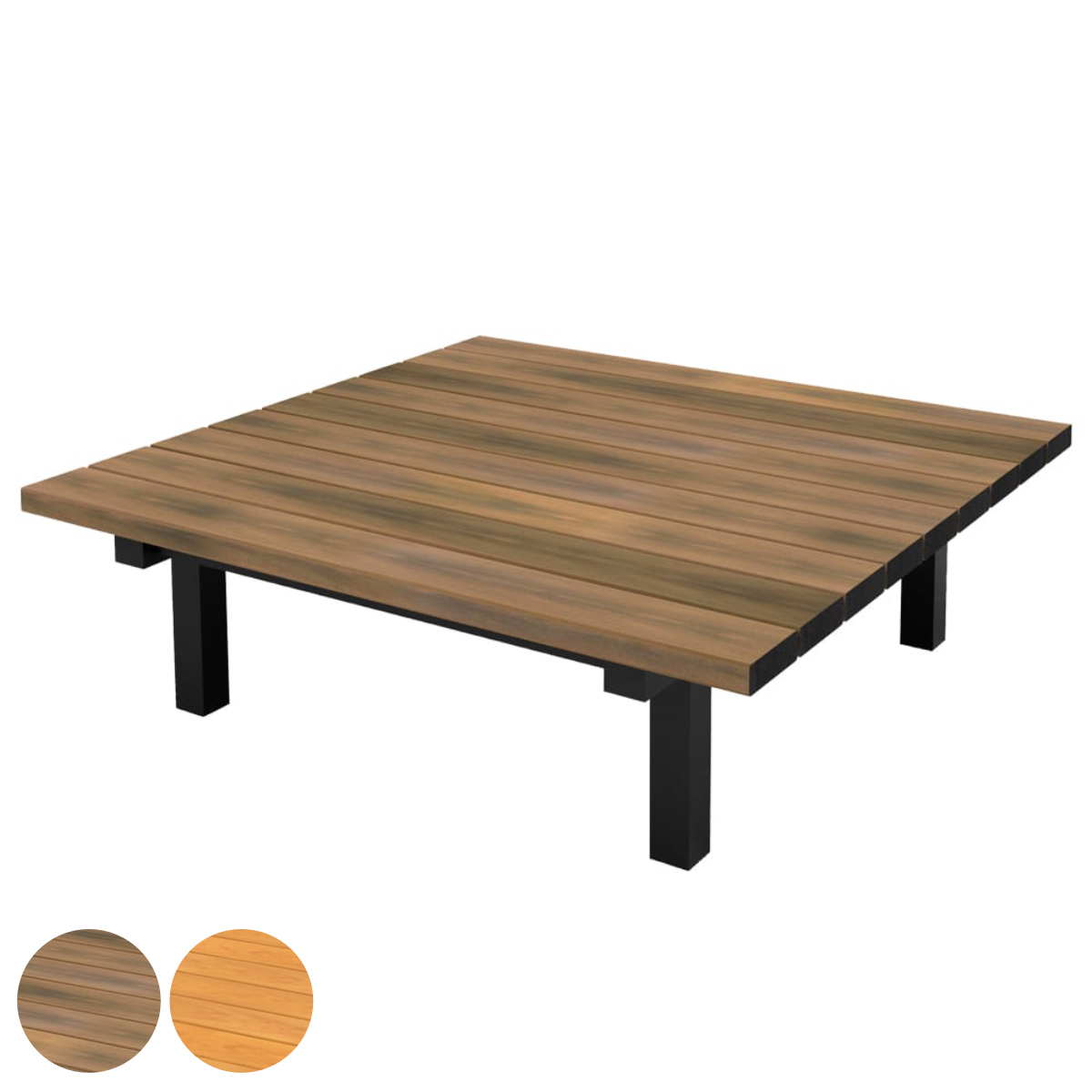 ベンチ スクエアベンチ R （ 法人限定 屋外ベンチ 屋内外 再生 樹脂製 プラスチック イス 背もたれ無し 正方形 屋内 屋外 124.6cm幅 座面高40cm 公園 ガーデンベンチ パークベンチ おしゃれ ） 【ライトオーク】