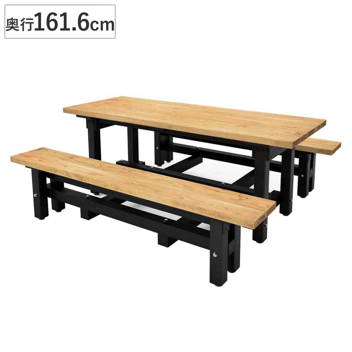 テーブル ベンチ 奥行161.6cm ランバーデュオ 屋外 （ 法人限定 屋外テーブル 屋外ベンチ イス ガーデンチェア ガーデン テラス 天然木 業務用 奥行161.6センチ 日本製 エコアコールウッド 椅子 いす チェア 背なし 背もたれ無し ）