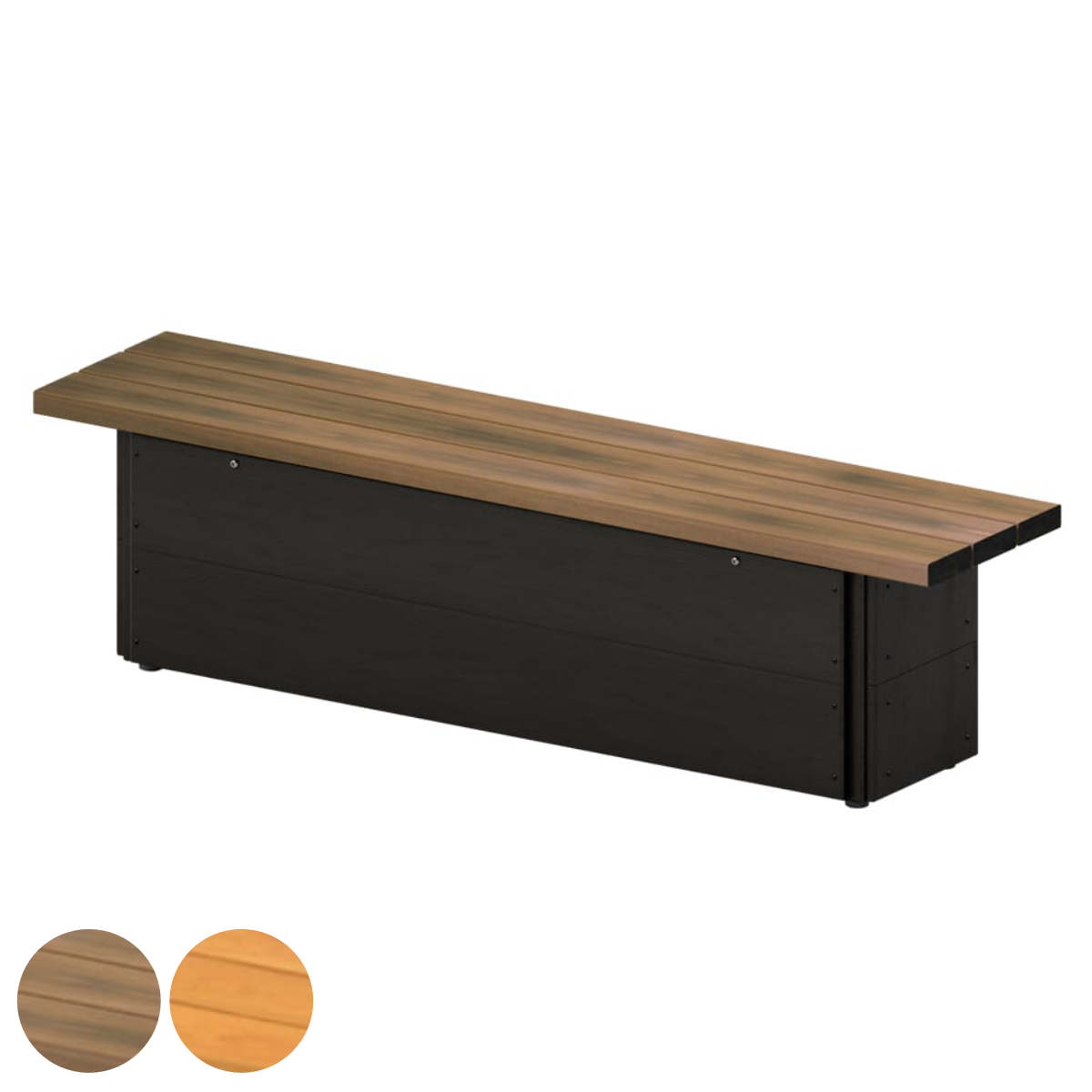 ベンチ 幅180cm キャビネットベンチ （ 法人限定 業務用 防水 収納付き ガーデンチェア 内外兼用 樹脂製 イス チェア 椅子 3人掛け 日本製 組立 背もたれ無し 背なし 背無し 再生樹脂 収納 スツール 木調 いす 屋外 室内 ） 【ライトオーク】