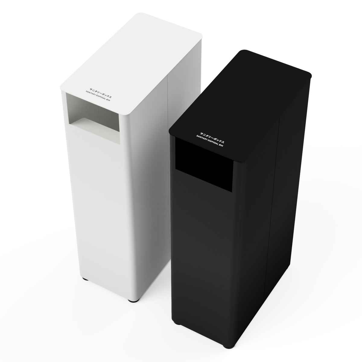 ゴミ箱 業務用 サニタリーボックス MS ( 法人限定 トイレ サニタリー フタなし スリム 袋止め付き 英語併記 大容量 トイレ用品 トイレ用ごみ箱 汚物入れ スチール製 おしゃれ シンプル 黒 白 ) 【ホワイト】 ホワイト