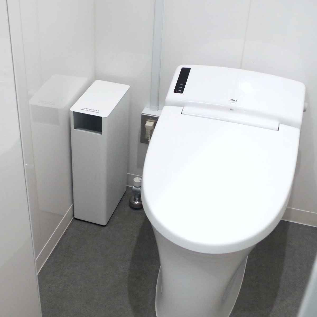 ゴミ箱 業務用 サニタリーボックス MS ( 法人限定 トイレ サニタリー フタなし スリム 袋止め付き 英語併記 大容量 トイレ用品 トイレ用ごみ箱 汚物入れ スチール製 おしゃれ シンプル 黒 白 ) 【ホワイト】 ホワイト