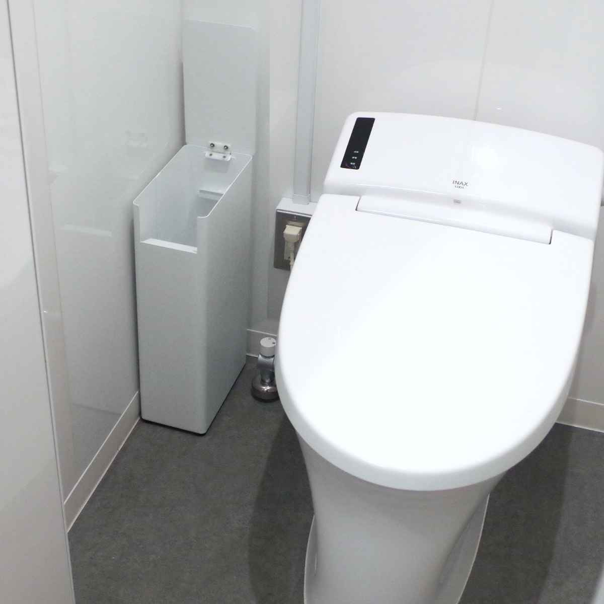 ゴミ箱 業務用 サニタリーボックス MS ( 法人限定 トイレ サニタリー フタなし スリム 袋止め付き 英語併記 大容量 トイレ用品 トイレ用ごみ箱 汚物入れ スチール製 おしゃれ シンプル 黒 白 ) 【ホワイト】 ホワイト