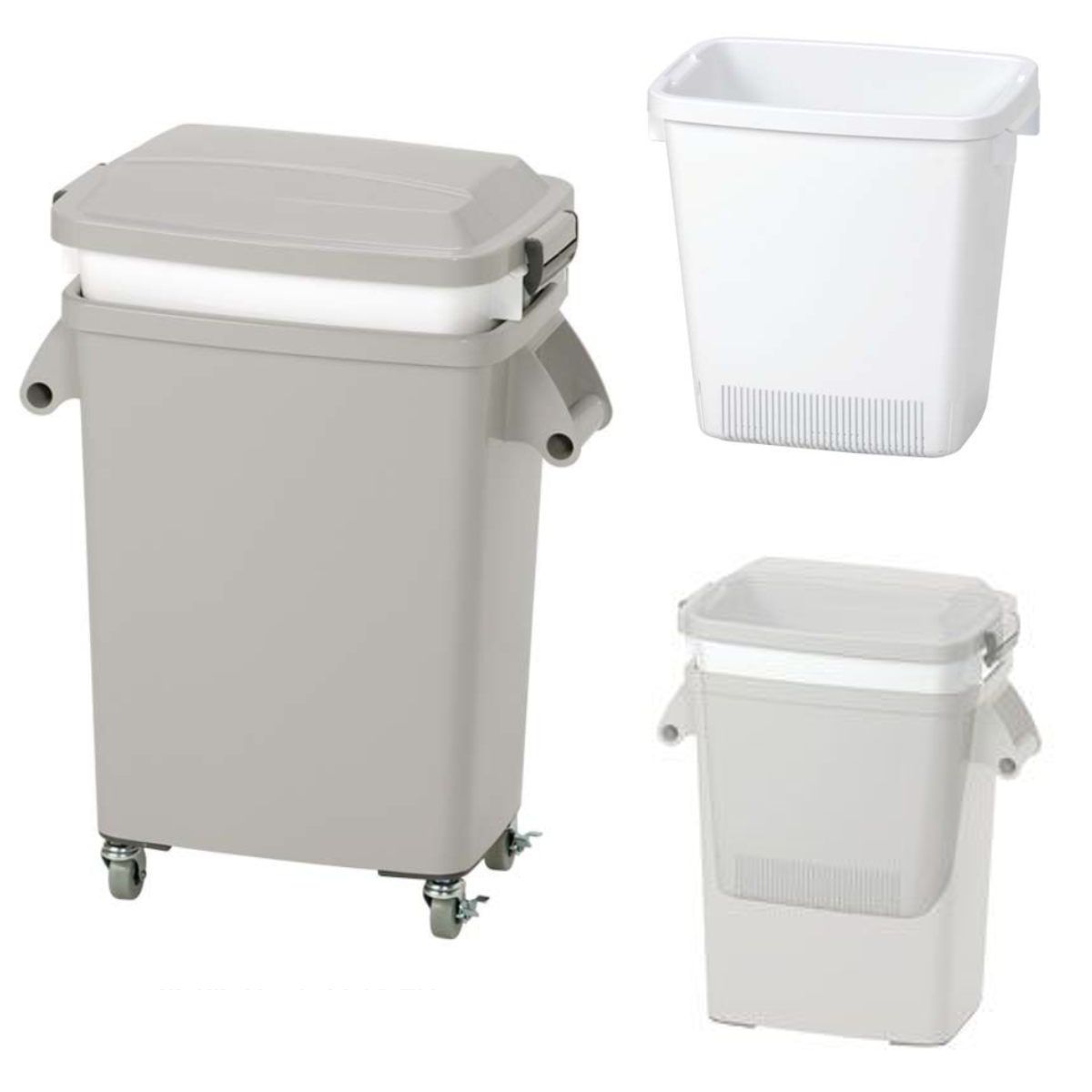 ゴミ箱 45L 水切りペール キャスター付 業務用 ( 法人限定 ごみ箱 ダストボックス 厨房 飲食 大容量 水切り付き カゴ インナーボックス 45リットル ふた付き 生ゴミ 飲食店 屑入れ 屋内用 屋内 キャスター付き )