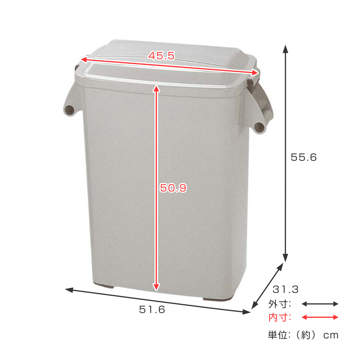 ゴミ箱 45L 厨房ペール 業務用 ( 法人限定 ごみ箱 ダストボックス 厨房 飲食 大容量 ふた付き 45リットル 生ゴミ 飲食店 屑入れ 屋内用 屋内 ) 【グレー】 グレー