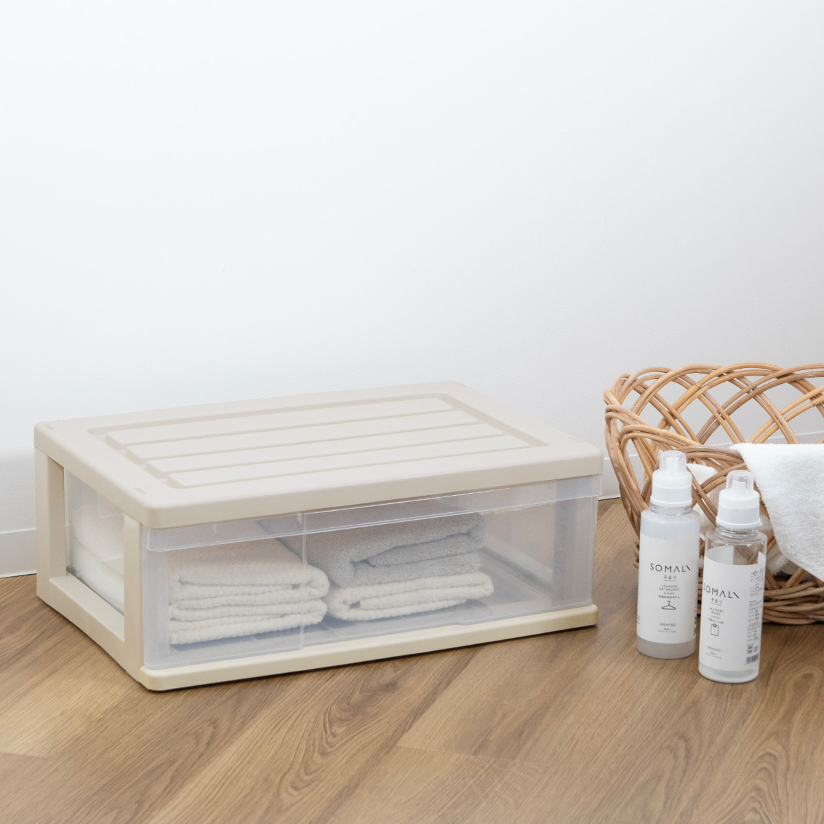 衣類収納ケース ホワイト プラスチック製収納ボックス 1個 dショッピング |収納ケース ワイド収納ケース 1段 引き出し 約