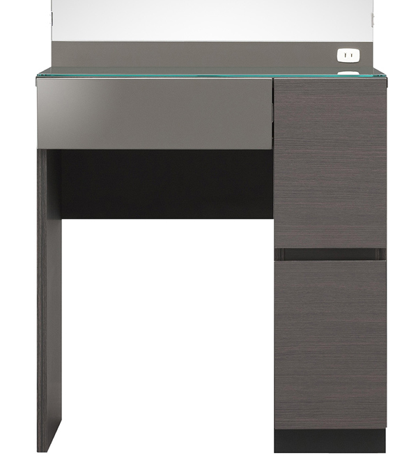 ドレッサー ブロックデザイン SQUARE 幅65cm ( 開梱設置 一面鏡 鏡 化粧鏡 化粧ミラー ミラー シンプル ホワイト ダークブラウン メイク コンパクト 寝室 リビング コンセント付き 完成品 ) 【ホワイト】 ホワイト