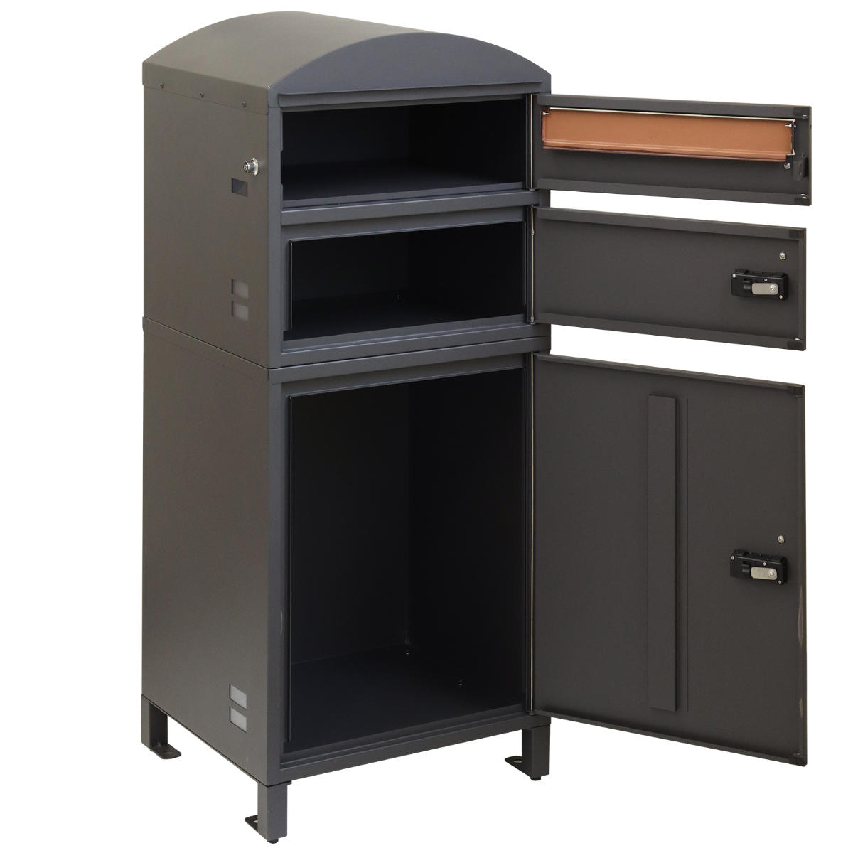 宅配ボックス 宅配ボックス付ポスト Primo プリモ 宅配2段タイプ ( 宅配 ボックス ポスト一体型 ポスト 宅配ポスト 大容量 宅配ボックス付きポスト デザインポスト 玄関 置き配用ボックス メールボックス ) 【ダークグレー】 ダークグレー