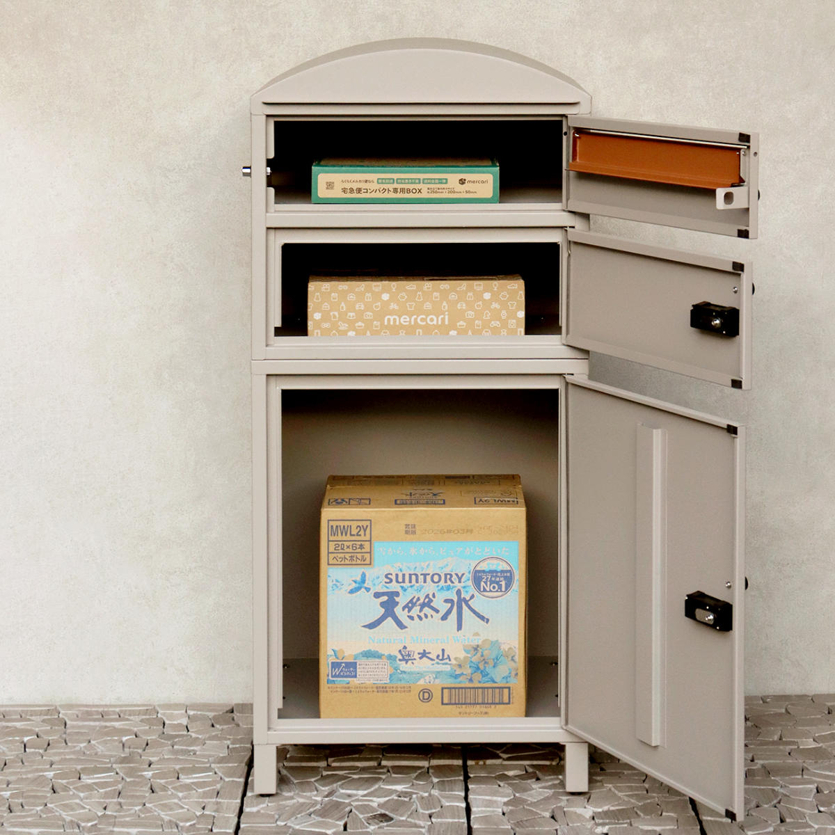 宅配ボックス 宅配ボックス付ポスト Primo プリモ 宅配2段タイプ ( 宅配 ボックス ポスト一体型 ポスト 宅配ポスト 大容量 宅配ボックス付きポスト デザインポスト 玄関 置き配用ボックス メールボックス ) 【ダークグレー】 ダークグレー