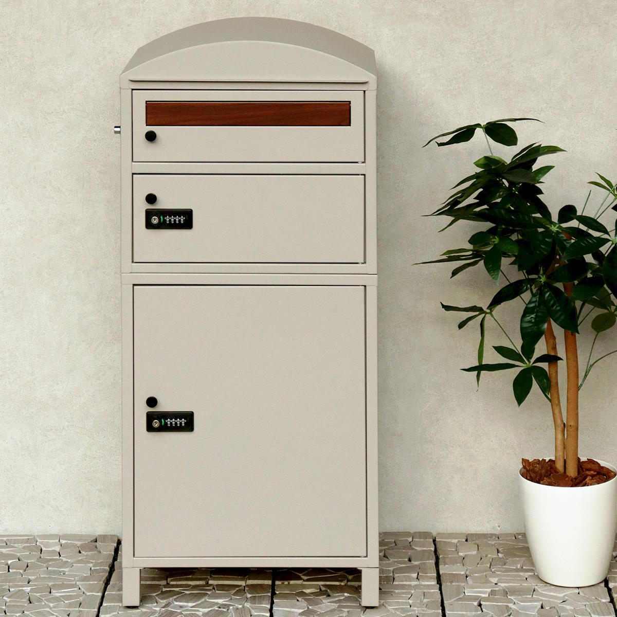 宅配ボックス 宅配ボックス付ポスト Primo プリモ 宅配2段タイプ ( 宅配 ボックス ポスト一体型 ポスト 宅配ポスト 大容量 宅配ボックス付きポスト デザインポスト 玄関 置き配用ボックス メールボックス ) 【ダークグレー】 ダークグレー